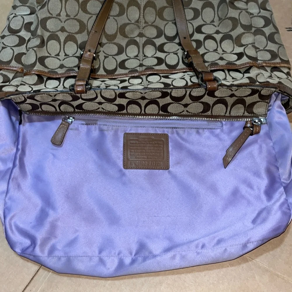 large brown monogram COACH tote, gently used very good condition - Picture 10 of 17